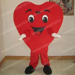 الأداء Red Heart Mascot Comple Cartoon Carnival Hallowen Stage Performance للجنسين ألعاب فاخرة الزي العيد العطلات في الهواء الطلق بدلة الزي في الهواء الطلق
