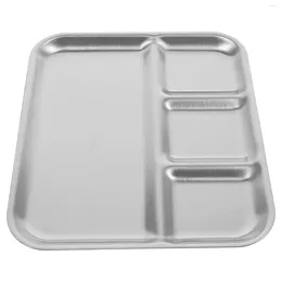 Dinnerware Sets Stainless Steel Grid Divided Serving Dish Home Tableware Dinner Plates Seasoning Tray Kid