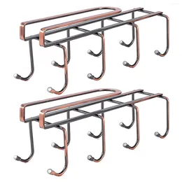 Magazyn kuchenny 2PCS Non Slip Mub Rack Wine Wiszący suszenie kutego żelaza 8 Haczyków wielofunkcyjny wyświetlacz przyborów barowych pod szafką