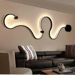 Lâmpada de parede moderna criativa curva acrílica luz nórdica led cobra arandela para casa el decorações luminária parede2757