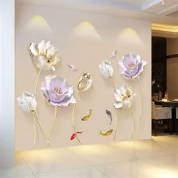 Estilo chinês flor 3d papel de parede adesivos sala estar quarto banheiro decoração casa cartaz elegante175j