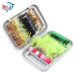80st Dry Fly Fishing Lure Set med Box Artificial Trout Carp Bass Fjäril