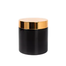 Black Cosmetic Jars with Gold Lids PET Plastic Food Jar BPA Free Refillable Containers for Cream Body Butters Sugar Scrub Medicine Krnke