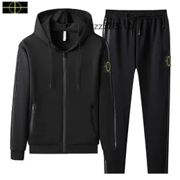 Designer och Spring Autumn Men's Tracksuits Stone Fashion Classic Island Jacket Solid Casual Sports Suit Is Land Men's Two Piece Hooded Zipper Top 4XL
