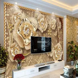 Papel de parede personalizado para paredes do quarto sala de estar pano de fundo tv jóias flores decoração da sua casa 3d309p