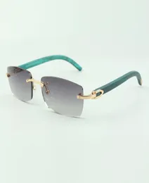 Plain sunglasses 3524012 with teal wooden sticks and 56mm lenses for unisex9051228