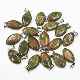 Colares Pingente Natural Unakite Pedra Cavalo Olhos Marquise Colar Mineral Cura Encantos DIY Jóias Acessórios Fazendo Atacado 24 Pcs