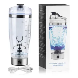 Vattenflaskor 600 ml Electric Protein Shake Stirrer USB Bottle Milk Coffee Blender Kettle Sport och fitnessladdning Shaker Cup 231122