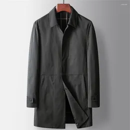 Men's Jackets Spring Long Windbreaker Men Solid Color Jacket Business Casual Male Khaki Plus Size 4XL