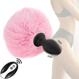 Anal Toys Vibration Cute Rabbit Tail Anal Plug Fluffy Plush Sexy Bunny Girl Cosplay Erotic Sexy Toy For Woman Men Couples Butt Plug Tail 231121