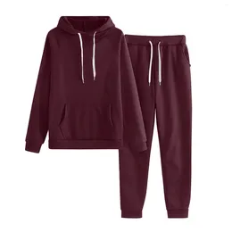 Pantalon de deux pièces pour femmes, plus la taille 4XL, ensembles assortis, survêtement pour femmes, 2 pièces, sweat-shirt à capuche et sweat à capuche avec cordon de serrage, tenues de jogging