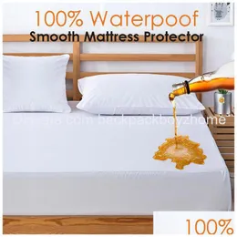 Mattress Pad Russian All Size 100% Polyester Smooth Waterproof Er Hine Washable Matress Protector Colchao Dust Mites Bed Drop Delive Ot74F