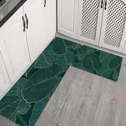 Badmattor grönt blad badrum ingång dörrmatta kök hall balkong löpare mattor matta vardagsrum sovrum antislip