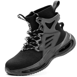 Zapatos para caminar Hombres Botas de trabajo con punta de acero Zapatillas a prueba de pinchazos Zapatos de trabajo de seguridad Transpirable Ligero Deportes al aire libre Calzado antideslizante