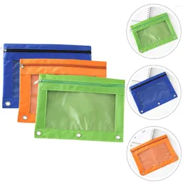 Binder Pouch Pen File Blinder Zipper Pocket Pockets Pouches Document Mesh Cloth Case Holder Storage Stationery Envelopes Ring