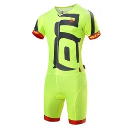 Fluo Yellow 2022 Summer Cycling Jersey Set Short Sleeve Bike Skinsuit Unisex Triathlon Invisible Zipper Tights Connection Cycling J289Q