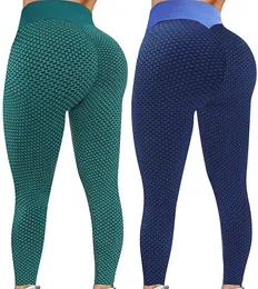 Shorts de ioga 2 pacote Tik tok perneiras, mulheres com cintura alta calça de ioga Leggings de elevação de bunda, calças de treino de elevação do quadril bolhas