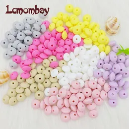 Baby Teethers Toys 100pcs 12mm Silicone Lentil Beads Baby Teething Beads BPAFree Food Grade Making Baby Oral Care Pacifier Chain Accessorise 230421