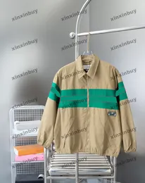 Xinxinbuy Men Designer Płaszcz Kurtka Kolorowe paski List Jacquard Kobiety z długiego rękawu Białe Khaki Czarny niebieski Khaki XS-2xl