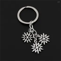 Keychains Fashion Lovely Winter Snow Snowflake KeyChain KeyRing Ring Holder Purse Pendant Kids Jewelry Gift