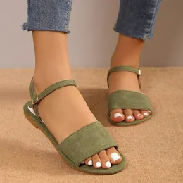 Sandals Shoes for Women Buckle S Summer Beach Open Toe Toe Color Ladies Flat Casual 230421