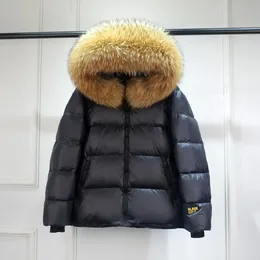 Futro dla kobiet sztuczne futro Janveny Big Natural Raccoon Fur Fured for Women and Man Winter 90% biała kaczka w dół kurtka krótka puszysta puszysta płaszcz żeńska parka 231122