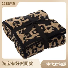 Coperta di alta qualità confortevole peluche di lana per bambini Audlt lavorato a maglia Leopard Home Barefoot Soft Cover 221006