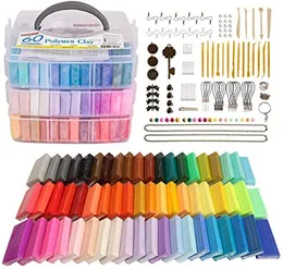 Polymer Clay, 60 Colors 1.2 oz/Block Oven Bake Modeling Clay Kit with 19 Sculpting Clay Tools and Accessories, Non-Stick, Non-Toxic, Ideal