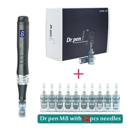 Tatueringsvapen Kit Dr Pen Ultima M8 Professionell Microneedling Wireless Derma Auto Skin Care Tool Kit för ansikte och kropp 10 PCS Patroner 230422