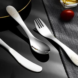 Knives Western Tableware Children's Knife Cutlery Kawaii Kitchen Tools Steak Fork Spoon Sets Dinnerware Stainless Steel Cartoon