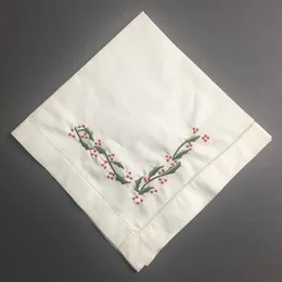 Set of 12 Home Textiles Table Napkins Linen Dinner Napkins with Hemstitched & Embroidered Floral For Wedding decoration 18x18 20x2272N