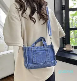 Plånböcker modecanvas denim väska axel crossbody väskor mode casual mångsidig handhållen kvinnors tote handväska bolsas para mujeres