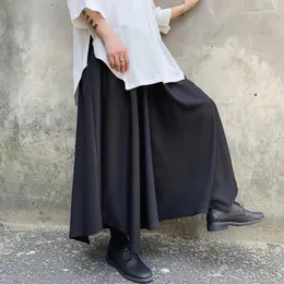 Męskie spodnie wiosna/lato luźne szerokie nogawki Culottes Big Bell-Bottom Black Fryzjer Yamamoto