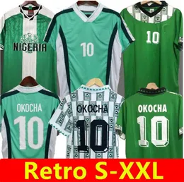 الرجعية نيجيريا 1994 المنزل بعيدا قمصان كرة القدم كانو Okocha فينيدي نوجو فوتبول كيت خمر كرة القدم جيرسي قميص كلاسيكي 1996 1998