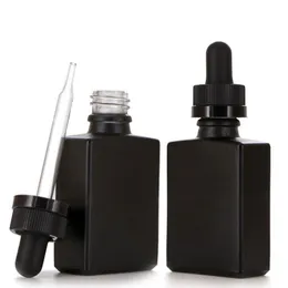 30ml preto fosco vidro líquido reagente pipeta conta-gotas garrafas quadradas de óleo essencial frasco de perfume óleo de fumaça e garrafas líquidas onrsk