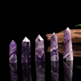 Ability Quartz Pillar Dream Amethyst Crystal Tower Arts Ornament Mineral Healing wands Reiki Natural six-sided Energy stone Transport g Dhid