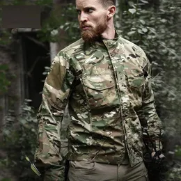 Camisas casuais masculinas scout roupas ao ar livre camuflagem terno homens camisa de manga comprida multi bolso outono roupas de trabalho tático militar