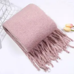 Lenços Tassel Decoração Cachecol Aconchegante Cor Sólida Elegante Mulheres Inverno Macio Cashmere Sinta Pescoço Proteção para Frio