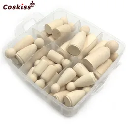 Baby Massaggiagengive Giocattoli 30pcs Solido Legno duro Persone Diverse dimensioni Naturale Rampa incompiuta Preparazione Vernice o legno colorato Famiglia Piolo di legno Bambole 230422