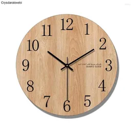 壁時計アラビア数字デザインラウンド木製デジタル時計ファッションサイレントリビングルーム装飾ホームデコレーションウォッチギフト2565