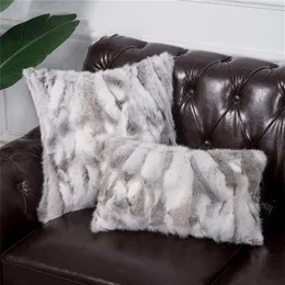 MS SOFTEX Naturalny futra Pillow Patchwork Real Rabbit Fur Pillow Cover Miękka pluszowa poduszka dekoracja domu T200601303J