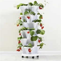 Pp Three Dimensional Flower Pot Strawberry Basin Multi Layer Superimiserad Odling Vegetabilisk melonfrukt Plantering Y200723299O