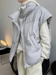 Chalecos de mujer Casual Sólido Estilo universitario Chaleco Mujeres Sin mangas Algodón Parkas Coreano Chic Femenino Suelto Otoño Invierno Abrigos engrosados