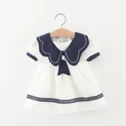 Mädchenkleider Menoea Preppy Baby Mädchen Sommer Kinderkleidung Kurzarm Matrosenkragen Kostüm Kleinkind Geburtstag Prinzessin