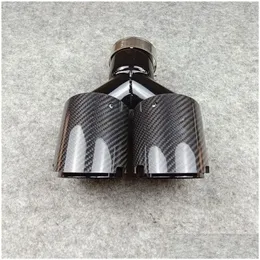 Muffler 1 Piece Y Model Car Exhaust Dual Tips Glossy Carbon Fiber Double Twin Pipes Drop Delivery Mobiles Motorcycles Parts System Dhj9U