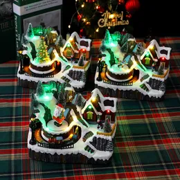 クリスマスの装飾クリスマスツリーの装飾の清算ダブルローテーション小さな列車サンタクロースラミナスミュージックボックス年の子供のギフト231121