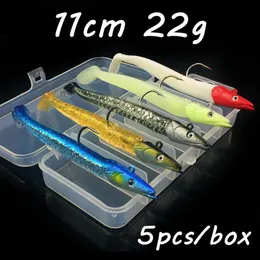 5pcs kutu 5 renk karışık 11cm 22g jigs kanca balıkçılık kancaları yumuşak yemler pesca takma aksesuarları bl 34228j