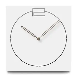 Orologi da parete Orologio moderno in legno nordico Soggiorno Creativo Semplice Europa Silenzioso fatto a mano al quarzo MDF Legno Quadrato sospeso Bianco302P