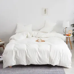 Sängkläder sätter vit täcke täckning fast färg med hudvänligt tygtäcke svart king size 200x200 240x260 231122