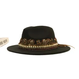 Wide Brim Hats Bucket Hats Retro Feather Skull Head Leather Band Women Men Vintage Wool Felt Wide Brim Cap Fedora Panama Jazz Bowler Hat 545761cm 231122